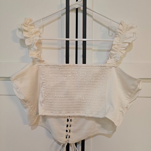Ladies Social Tourist Ivory corset style square neck crop top NWT - Picture 2 of 7
